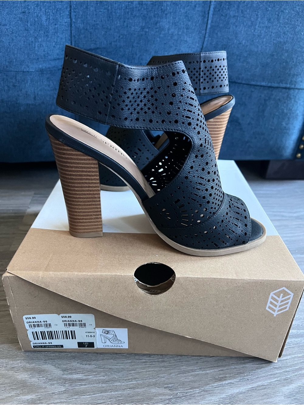 New Call It Spring Black Peep Toe Ankle Heeled Sandals - Picture 12 of 13
